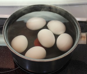 Eggs covered with water