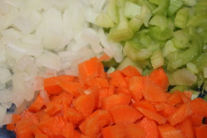 Chopped onions, celery, carrots